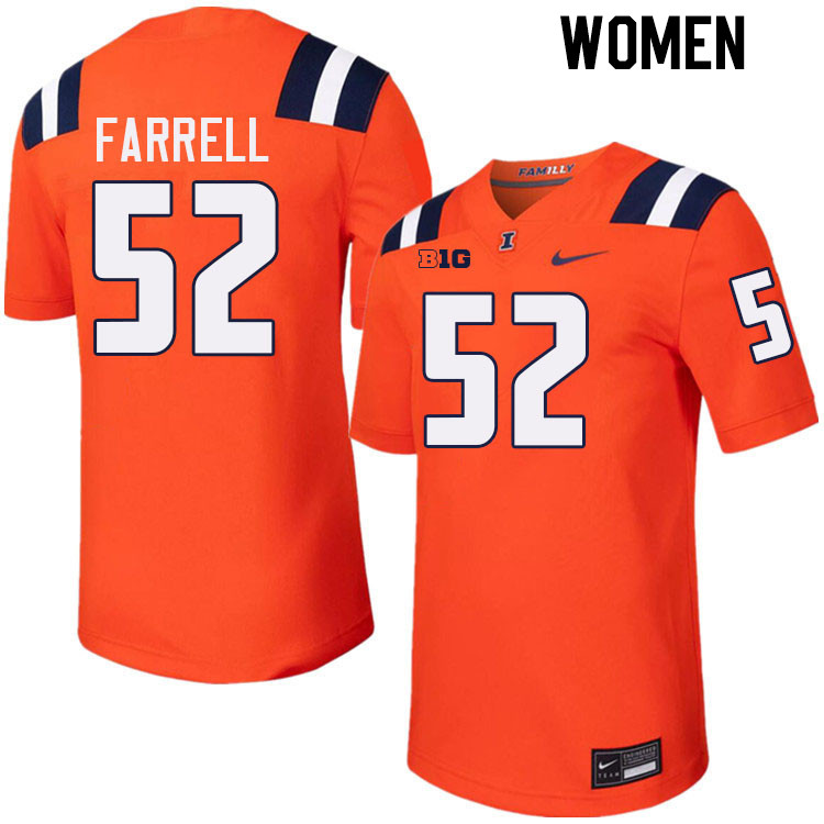 Women #52 Pat Farrell Illinois Fighting Illini College Football Jerseys Stitched-Orange